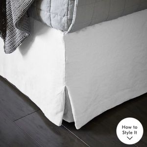 West Elm White European Flax Linen Bedskirt - Queen Sz